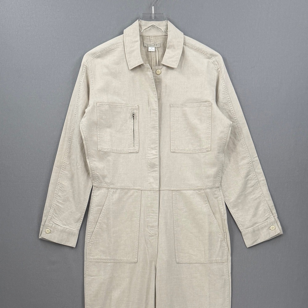 OUTERKNOWN Station Jumpsuit Womens Small Natural Beige Linen Cotton Utility NEW - Picture 5 of 16
